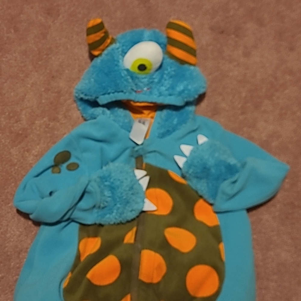 Old Navy Fuzzy Blue Monster Costume with Orange Spots